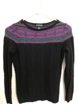 Lauren Ralph Lauren Wool Blend Fair Isle Sweater Women&#39;s S Black Multi C... - £18.41 GBP