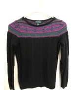 Lauren Ralph Lauren Wool Blend Fair Isle Sweater Women&#39;s S Black Multi C... - £18.38 GBP