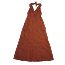 NWT DISSH Ezra in Tabacco Linen Halter Collared Midi Dress US 4 - £94.84 GBP