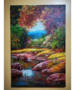 Original painting, acrylic paint on canvas, natural scenery of light world - $299.00