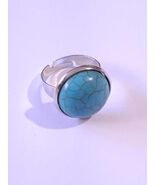 Silver turquoise ring adjustable ring turquoise silver boho ring gemston... - $35.00