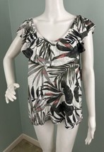 Old Navy Women&#39;s S/S Double Ruffle V Neck Tropical Palm Leaf Print Top Sz XL NWT - £15.81 GBP