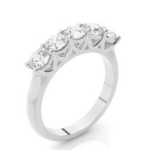 1.25 Ct Natural Round Cut Moissanite Five-Stone Wedding Band Ring IN 925 Silver - £89.75 GBP
