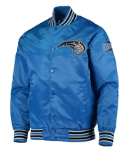 NBA Orlando Magic Royal Blue Satin Bomber Letterman Varsity Baseball Jacket - £109.21 GBP