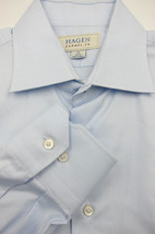 PRISTINE $195 Hagen Carmel CA Light Blue Check Cotton Dress Shirt 16x34 - £41.91 GBP