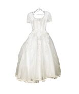 VTG Oleg Cassini Wedding Dress Sz 4 White Beaded Lace Satin Tulle Chapel... - €637,02 EUR