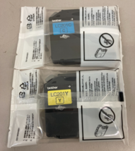 2 New Genuine Brother LC201 Cyan &amp; Yellow - New/Sealed - Exp 03/2025 - $276.39 MXN
