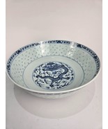 Chinese Rice Eyes Dragon Large Bowl, 10&quot; Noodle Serving Bowl Blue White ... - $59.99