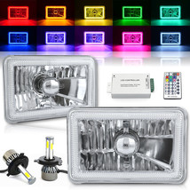 4X6&quot; RF Color Change RGB SMD Halo Angel Eye Headlight 40W 6K LED Light Bulb Pair - £150.18 GBP