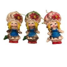 Holly Hobbie Set of 3 Plastic Blow Mold Christmas Ornament Girl Holding Umbrella - £20.33 GBP