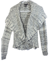 Grace Elements Womens Cardigan Chunky Sweater Large Gray Long Sleeve But... - $10.84