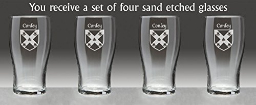 Conley Irish Coat of Arms Tavern Glasses - Set of 4 (Sand Etched) Item image 5