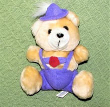 VINTAGE NANCO TEDDY PLUSH BEAR 8&quot; SSTUFFED ANIMAL PURPLE Lederhosen HAT TOY - £8.92 GBP