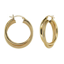 Authenticity Guarantee 
Round Twisted Hoop Earrings 14K Yellow Gold - £417.66 GBP