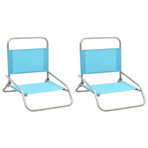 Folding Beach Chairs 2 pcs Turquoise Fabric - £42.34 GBP