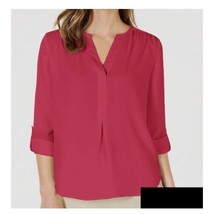 Charter Club Womens Medium Berry Cool Pink Split Neck 3/4 Sleeve Top NWT G19 - £15.65 GBP