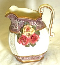 Creamy White Pitcher 3D Trellis Rose Vine Pattern - $29.69