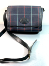 Vintage Burberrys navy blue plaid crossbody shoulder bag purse made in I... - $247.50