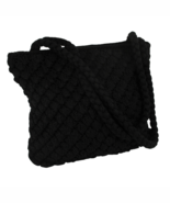 The Sak Womens Black Crochet 11&quot; Square Shoulder Bag Handbag Purse Doubl... - $33.82 CAD