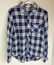 Le Lis Womens Sz S Black Plaid Flannel Button Up Top Shirt - $6.86