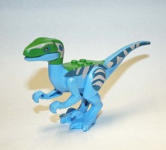 Blue and Green Velociraptor Jurassic World dinosaur Minifigure US Toy - £6.70 GBP