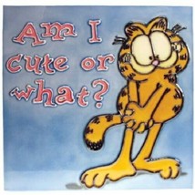Garfield the Cat Am I Cute or What? 8&quot; x 8&quot; Ceramic Tile #15965 NEW UNUSED - £19.29 GBP