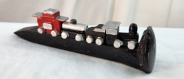 Train on Railroad Spike Folk Art Engine Coal Oil Tanker Caboose Vintage ... - £7.75 GBP