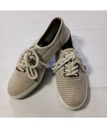 Women’s Margaritaville Shoes Size 8.5 Lt Beige White Stripes Lace Up Pal... - $300.17 MXN
