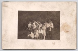 RPPC Cute Kids Children With Fathers Dad Sneaks Food Bowl Photo Postcard V26 - £7.93 GBP