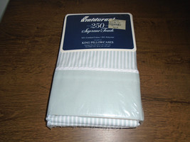 Fieldcrest King Pillowcases 250 Thread Count Stripe Celery Supreme Touch... - £30.93 GBP