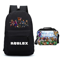 Roblox Backpack Package Summer Series Lunch Box Black Schoolbag Daypack - £36.98 GBP