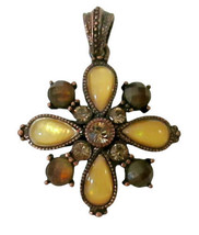 CROSS PENDANT for Necklace Shades of Brown Copper &amp; Yellow - £7.99 GBP