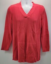 Avenue Woman Pullover Ribbed Red Pink Sweater 18/20 Kangaroo Pouch Pocket - $9.89