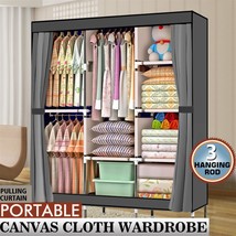 71&quot; Portable Closet Organizer Wardrobe Clothes Rack Storage Holder W/ Shelf - £41.10 GBP