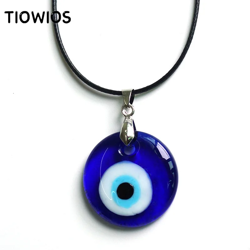 Play TIOWIOS Retro Jewelri Round Shape Devil&#39;s Eye Aklace Turkish Lucky Blue Evi - £23.18 GBP