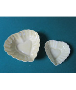 BELLEEK IRELAND 2 HEART SHAPED BOWLS 5&quot; AND 7&quot; GREEN STAMP [*BELLE] - $169.72 CAD