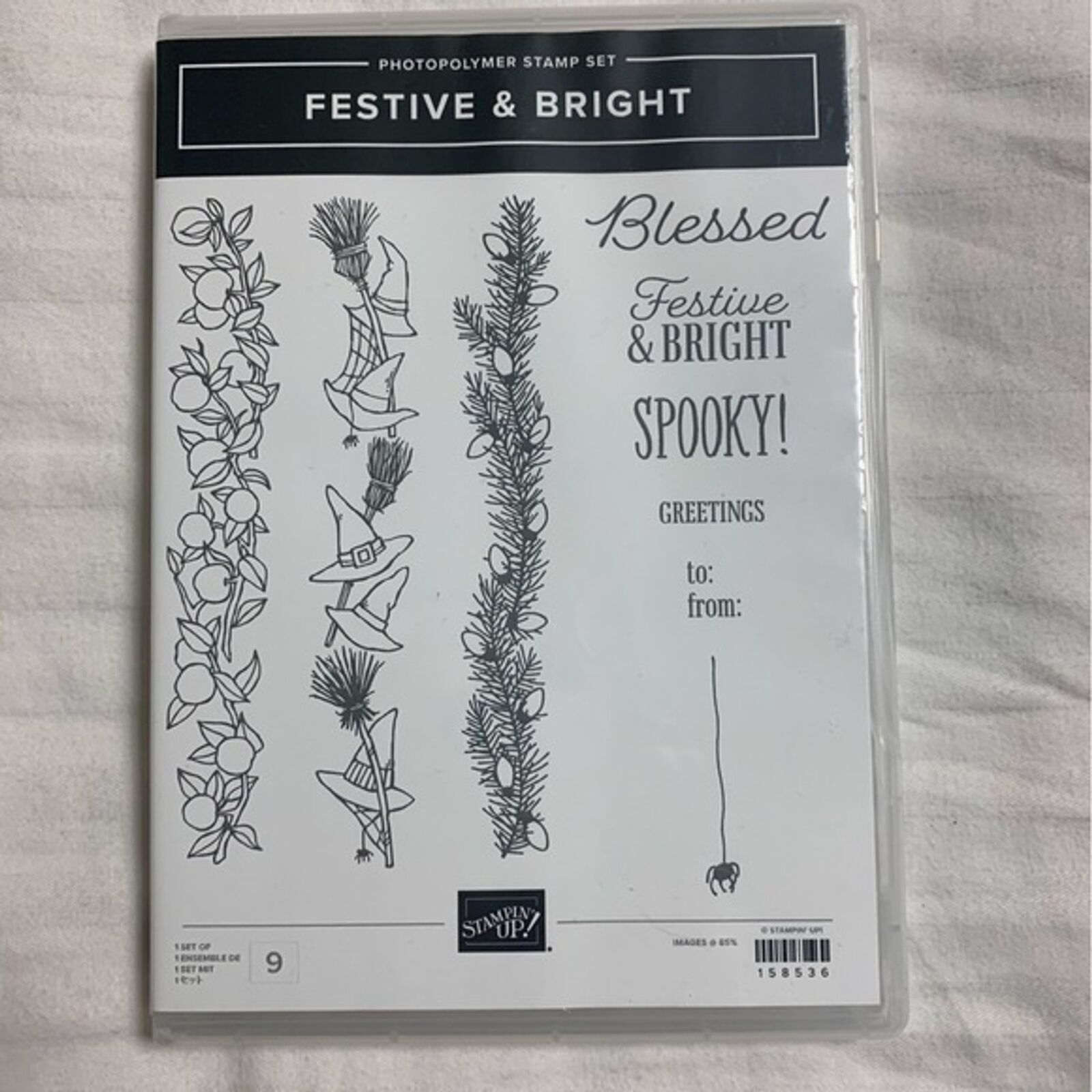 STAMPIN’ UP! Festive & Bright Spooky Blessed Greetings Stamp Set Halloween Fall - $59.40