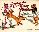 Vtg Postcard Greetings From Coney Island Cartoon Red Hot Frankfurters Za... - $5.31