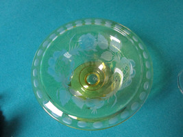 Vintage EAPG  YELLOW ETCHED FOOTED BOWL CRYSTAL GLASS [*GLW7] - $80.18