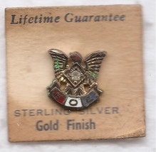 Vintage WWII Era Fraternal Order Of Eagles Sterling Gold Vermeil Sm. Lapel Pin  - £11.79 GBP