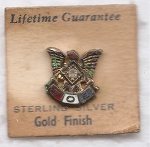 Vintage WWII Era Fraternal Order Of Eagles Sterling Gold Vermeil Sm. Lapel Pin  - $15.00