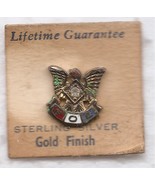 Vintage WWII Era Fraternal Order Of Eagles Sterling Gold Vermeil Sm. Lap... - £11.94 GBP