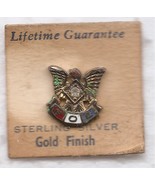 Vintage WWII Era Fraternal Order Of Eagles Sterling Gold Vermeil Sm. Lap... - €13,02 EUR