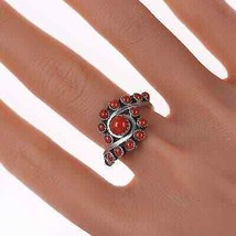 sz9.25 Patrick Yazzie Navajo Sterling silver high grade coral ring - $113.85