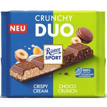 Ritter Sport Duo: Crispy Cream & Choco Crunch Chocolate Bar Xxl 218g- Free Ship - £8.91 GBP