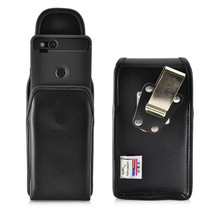 Google Pixel 2 Belt Case For Slim Case Vertical Black Leather Rotating Belt Clip - £30.25 GBP