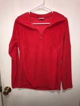 Columbia 1/4 Zip Womens Fleece Long Sleeve Pullover SZ Medium Red Orange Color - £7.77 GBP