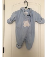 Baby Boys Fleece Footed Pram Snow Suit Blue Hood Size 18 Months - £33.01 GBP