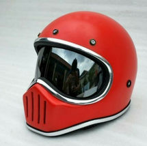 Retro Motorcycle Red Maroon Helmet with visor Retro Vintage Custom M L X - £140.46 GBP