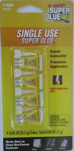 THE ORIGINAL SUPER GLUE SINGLE USE 4 MINI Tubes 0.01 oz Total 0.04 oz (2 g) - $2.96